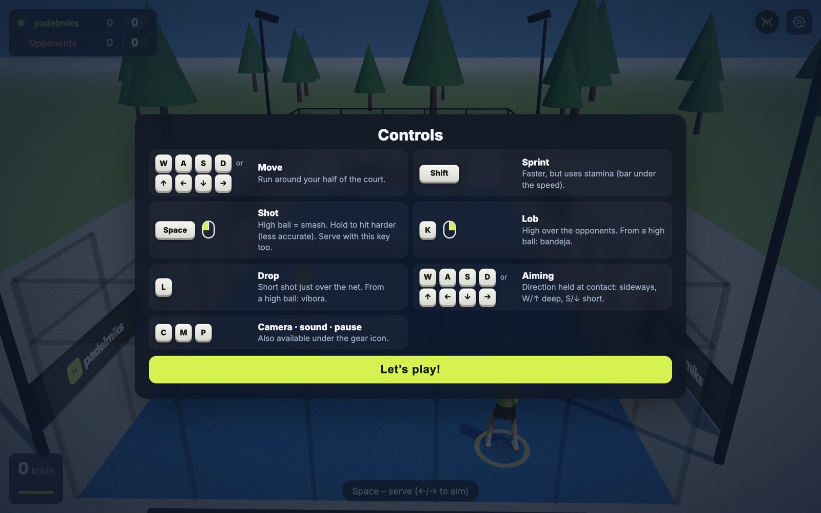 Controls in the game