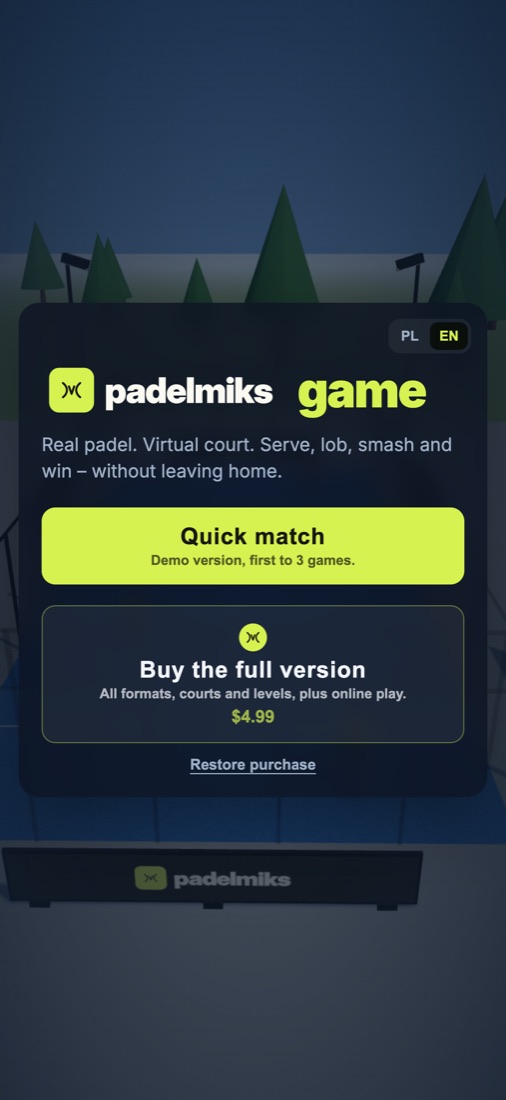 Start screen: Quick match and Buy the full version
